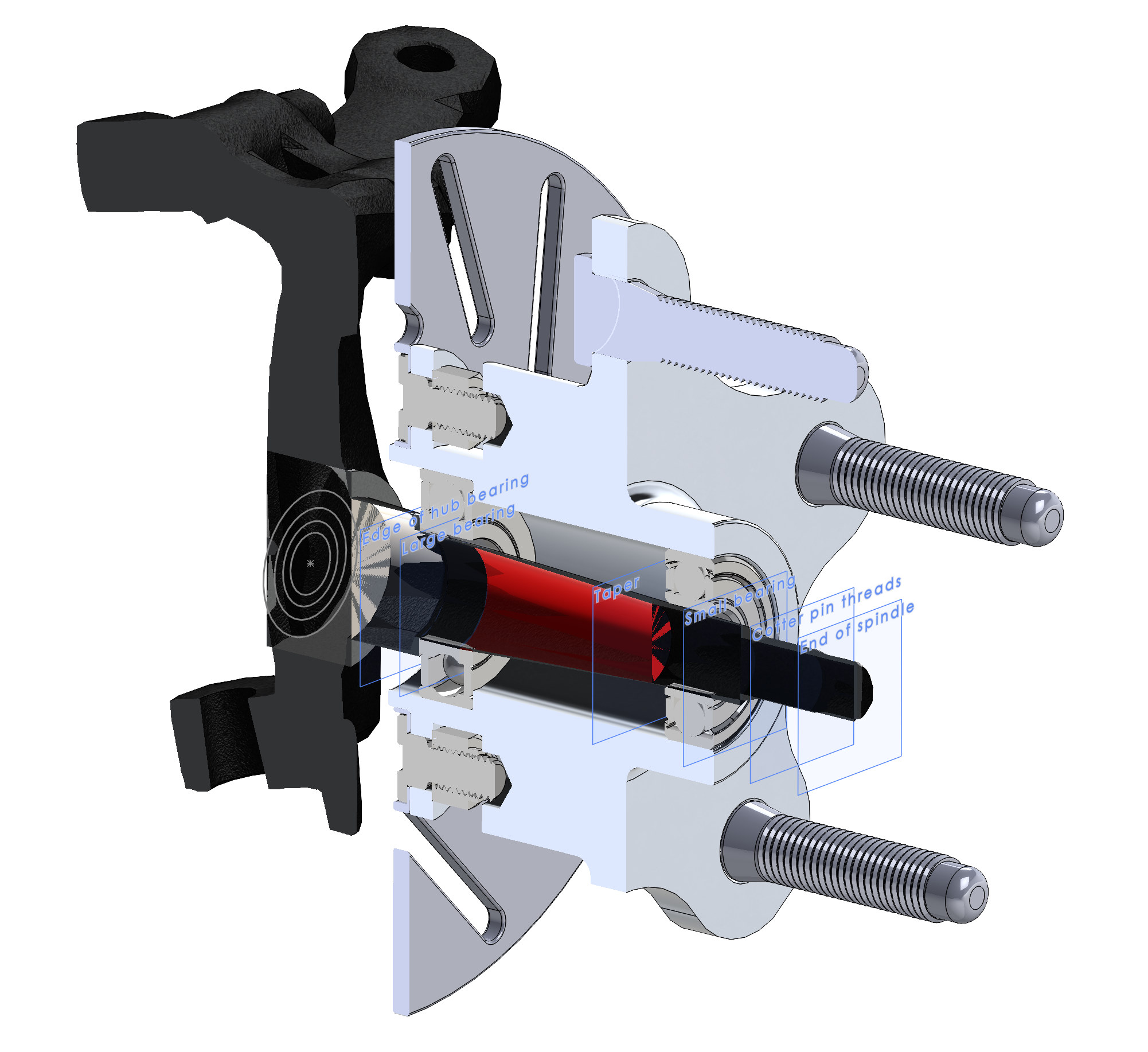 Front wheel assembly with custom hub