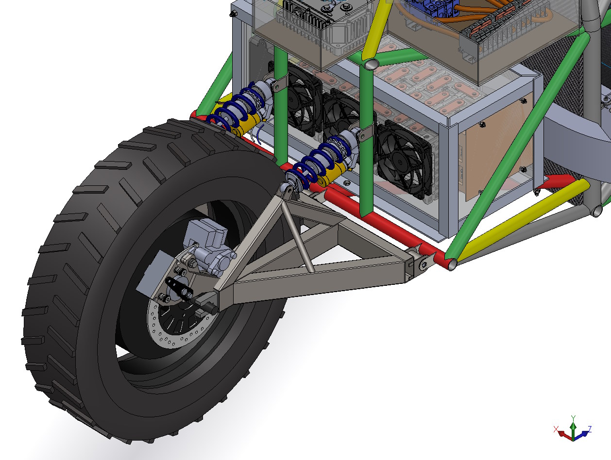 Rear swing arm suspension subassembly in the Master CAD