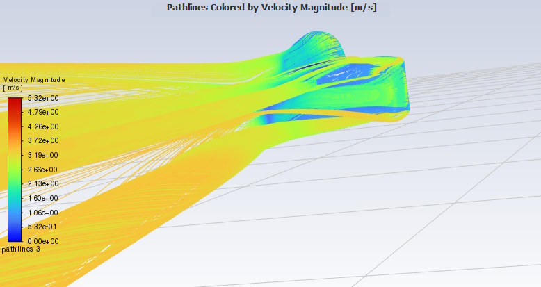 Early Ansys flow sim showing wake